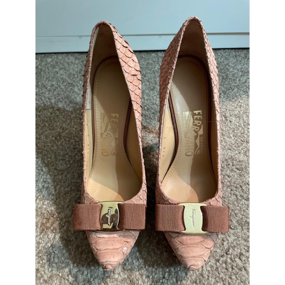 Salvatore Ferragamo Tina Snakeskin Effect Pumps